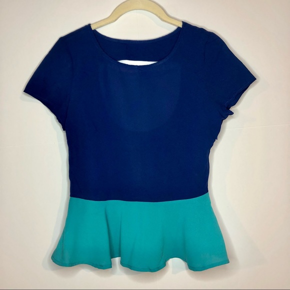 Peplum Shirt with Cut-Out Back - Picture 1 of 12